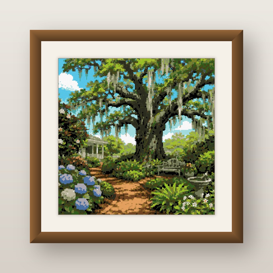 Southern Porch Cross Stitch Pattern, Live Oak Hydrangea Garden PDF