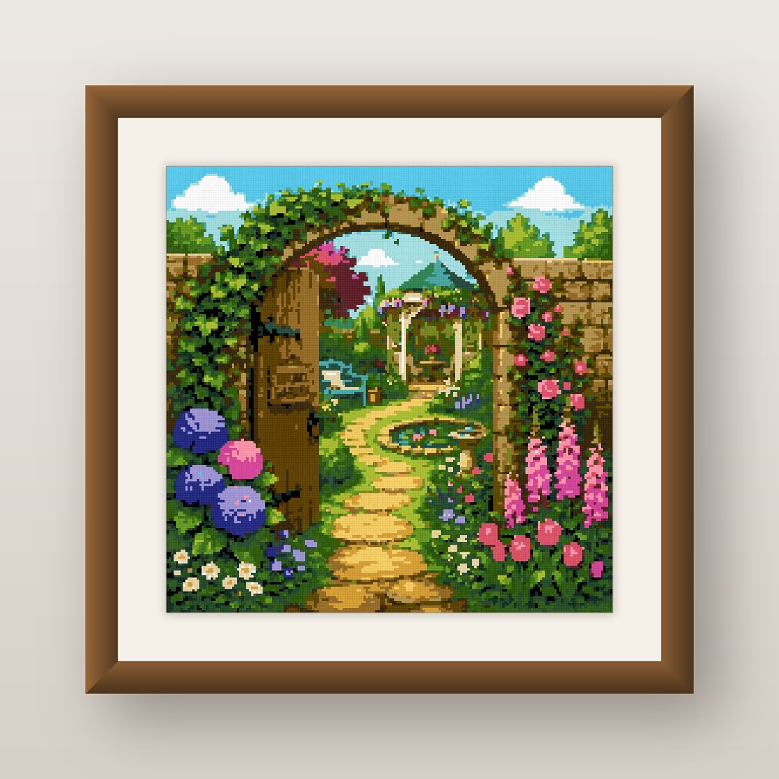 Garden Gate Cross Stitch Pattern, Foxglove Hydrangea Secret Garden PDF