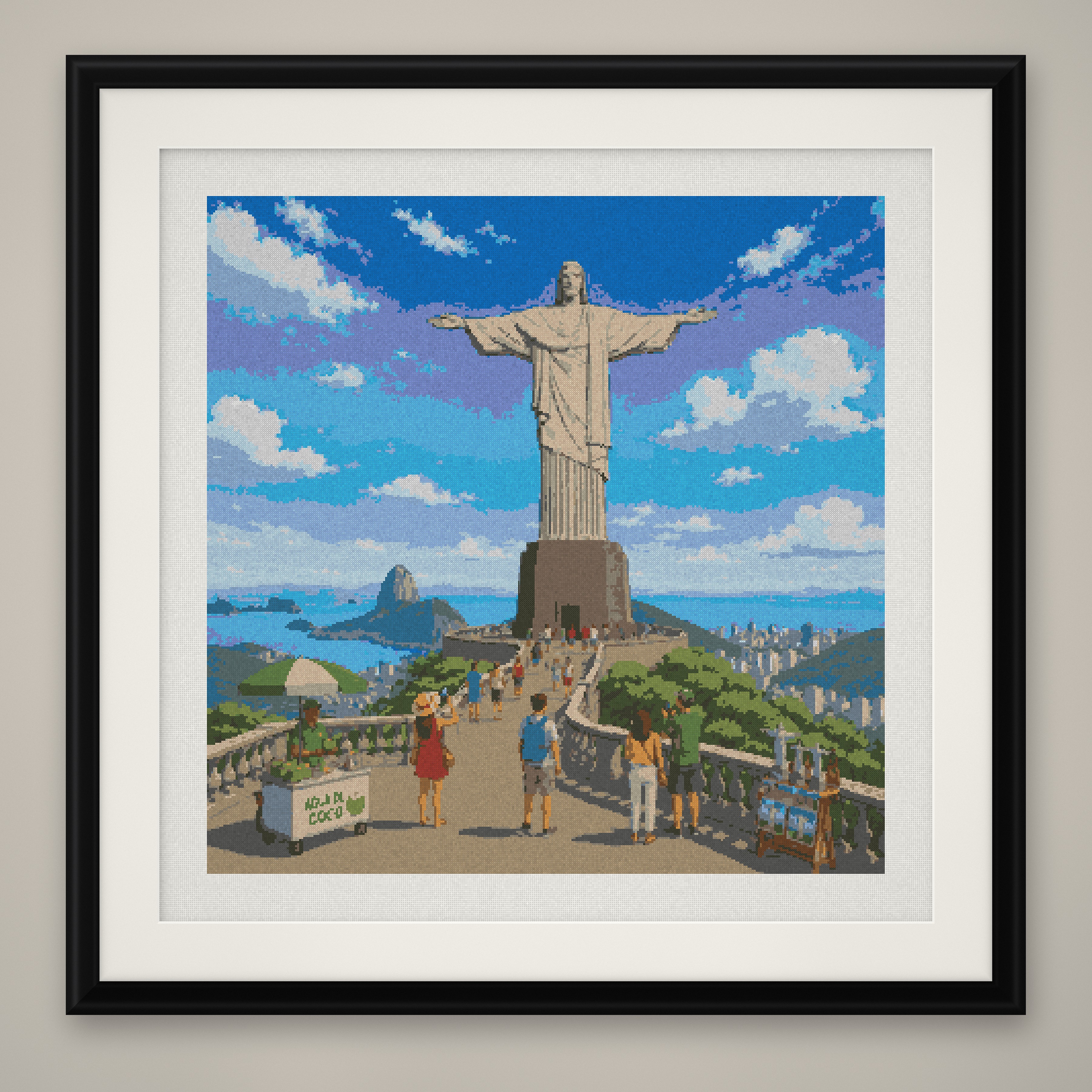 Christ the Redeemer Cross Stitch Pattern, Rio de Janeiro Brazil PDF