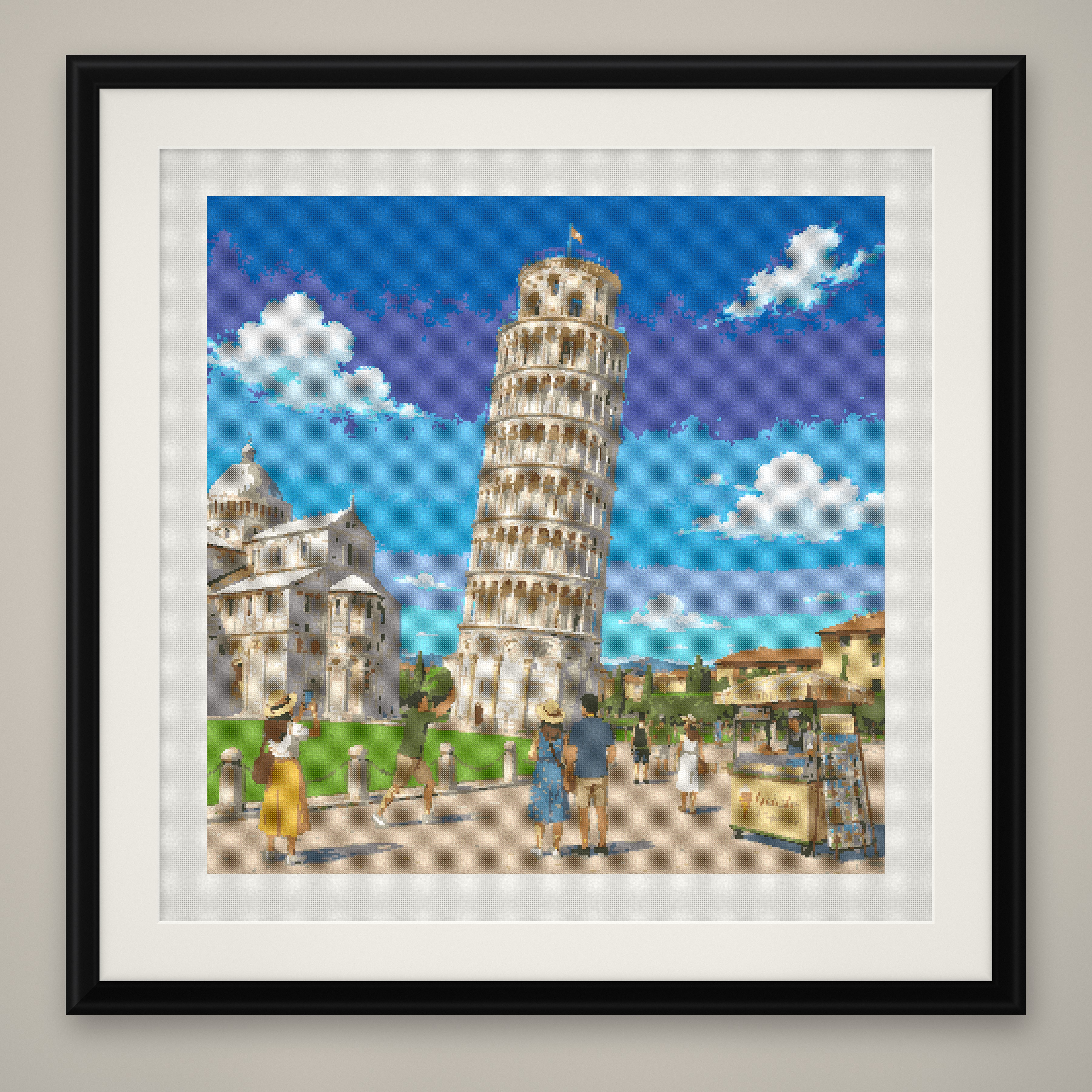Leaning Tower of Pisa Cross Stitch Pattern, Italy Travel Landmark PDF