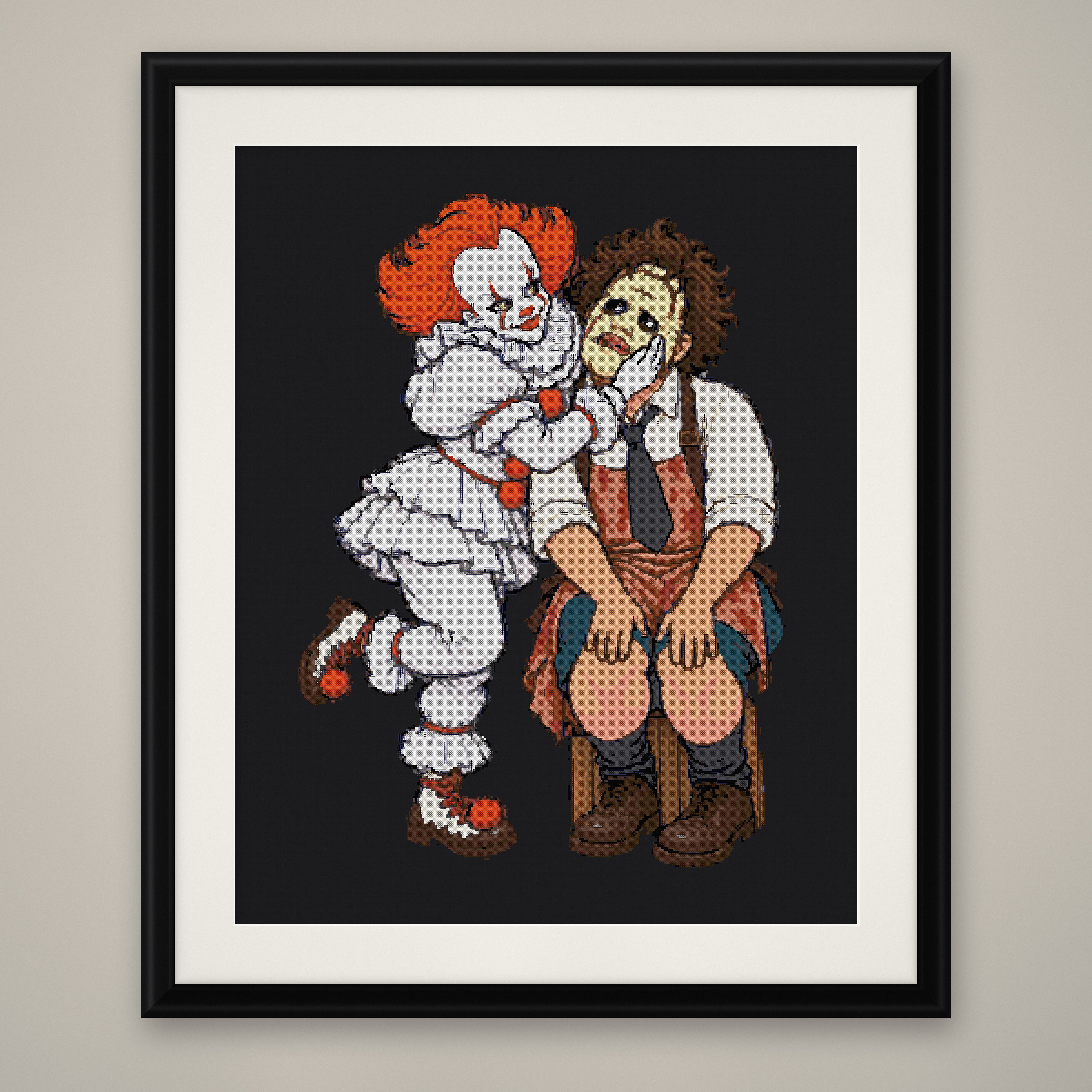 Scary Clown Cross Stitch Pattern, Horror Movie Villains PDF