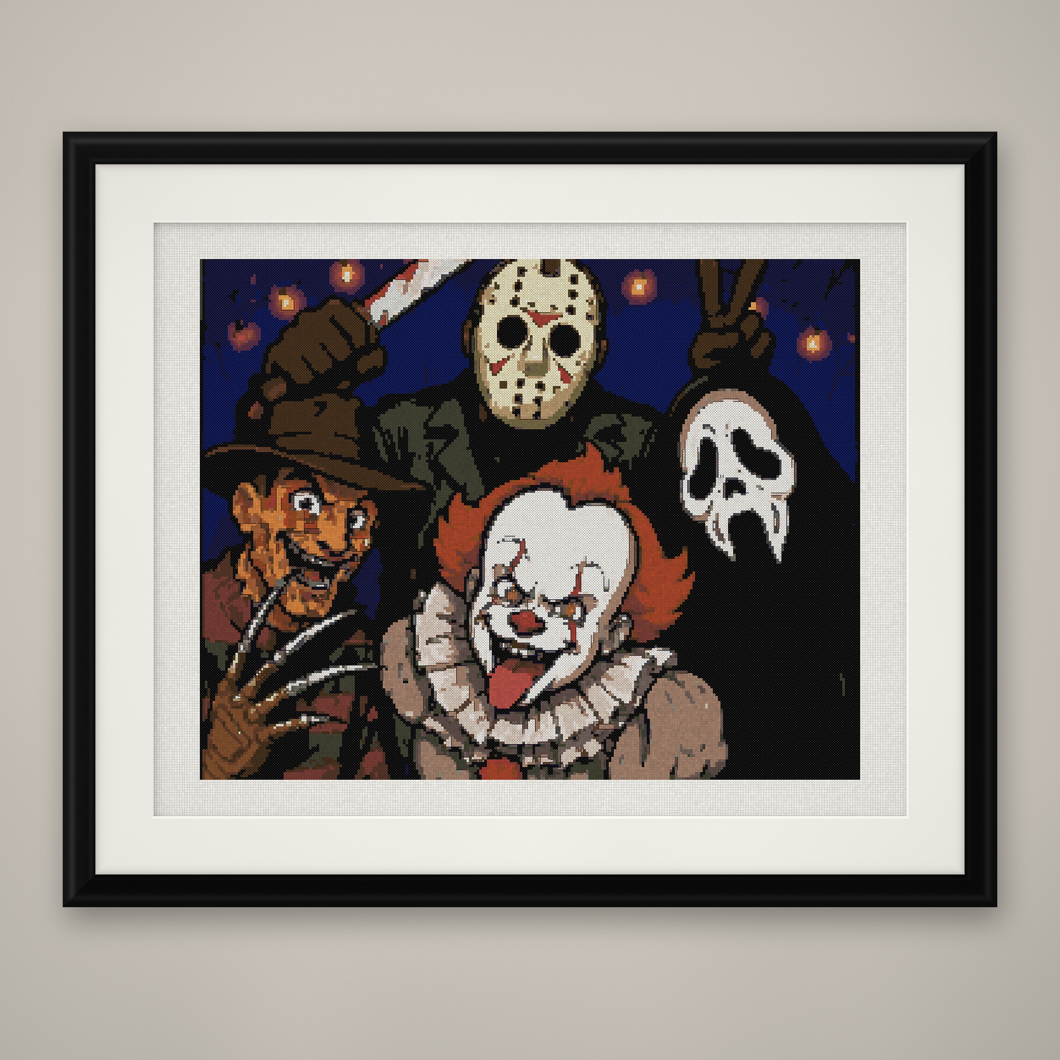 Horror Photo Booth Cross Stitch Pattern, Peace Sign Slasher PDF