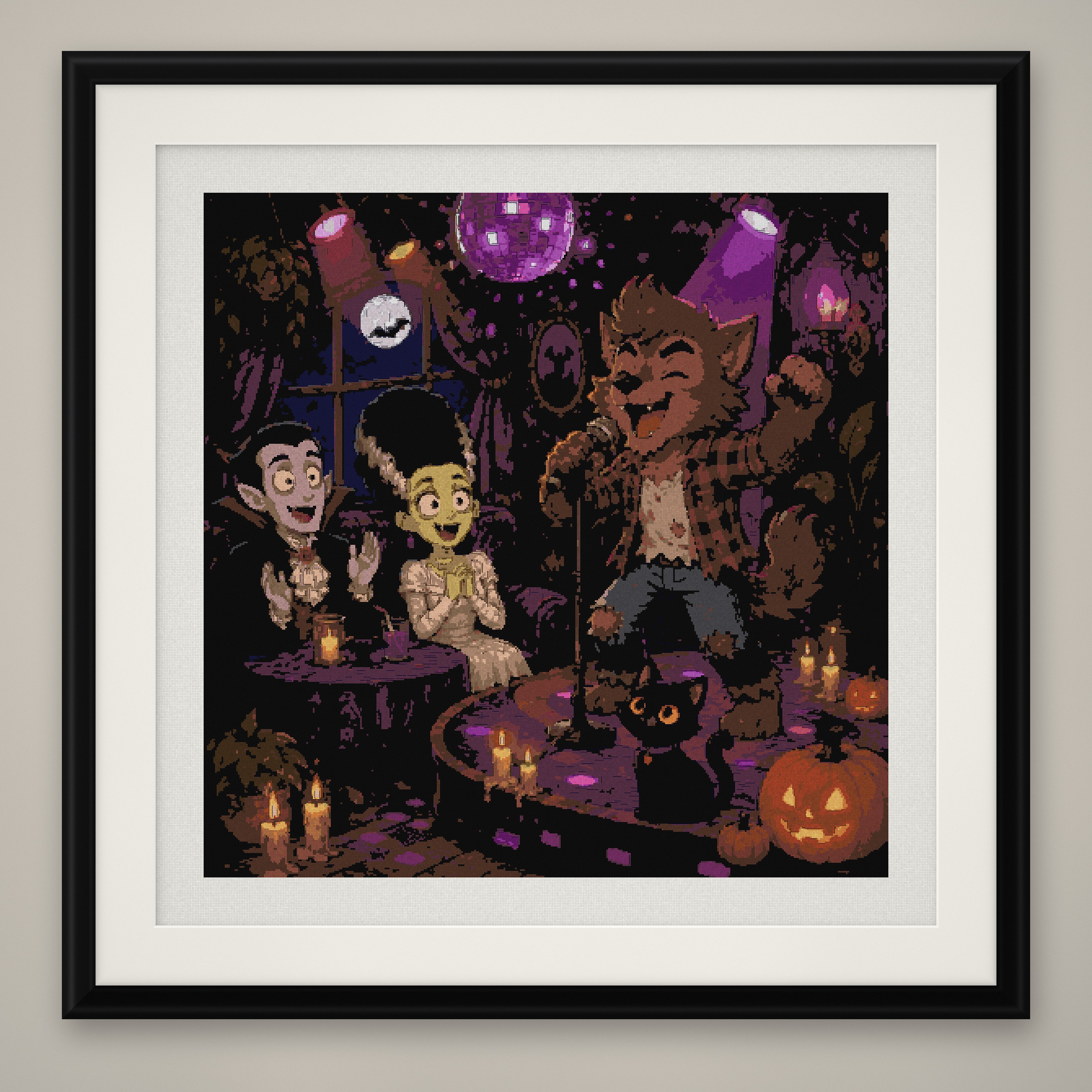 Monster Karaoke Cross Stitch Pattern, Halloween Party PDF