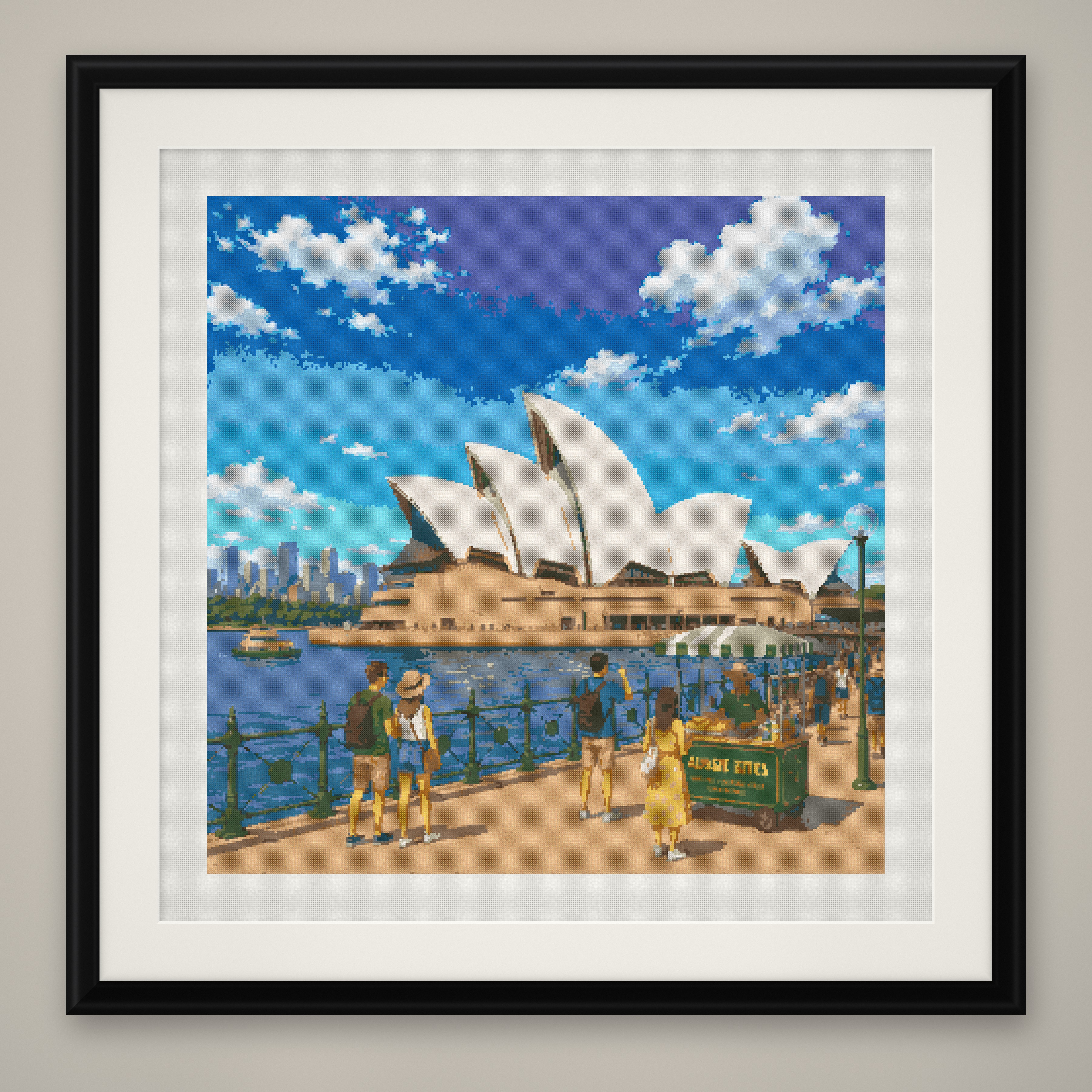 Sydney Opera House Cross Stitch Pattern, Australia Harbor Landmark PDF