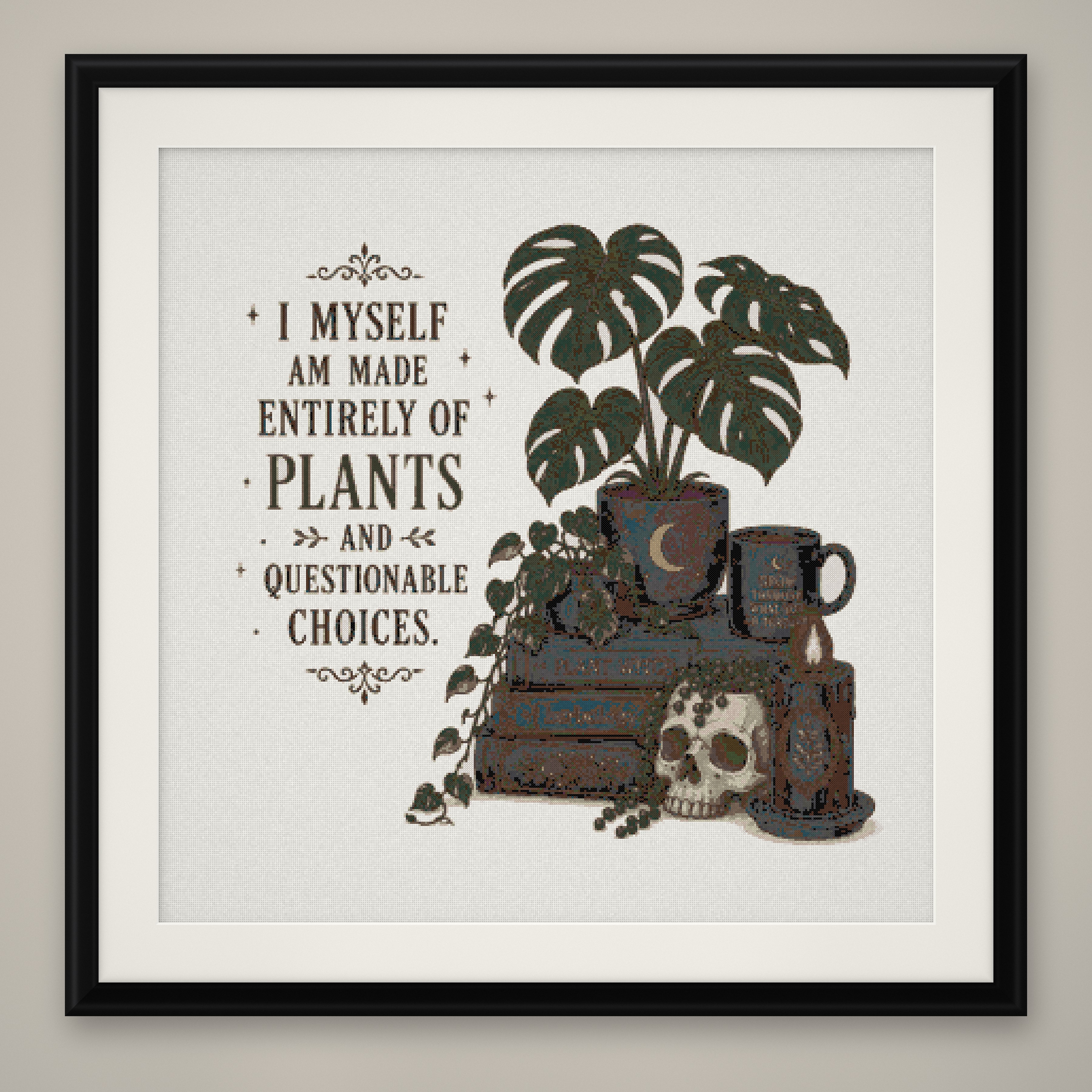 Made of Plants Cross Stitch Pattern, Plant Witch Botanical Wall Art PDF