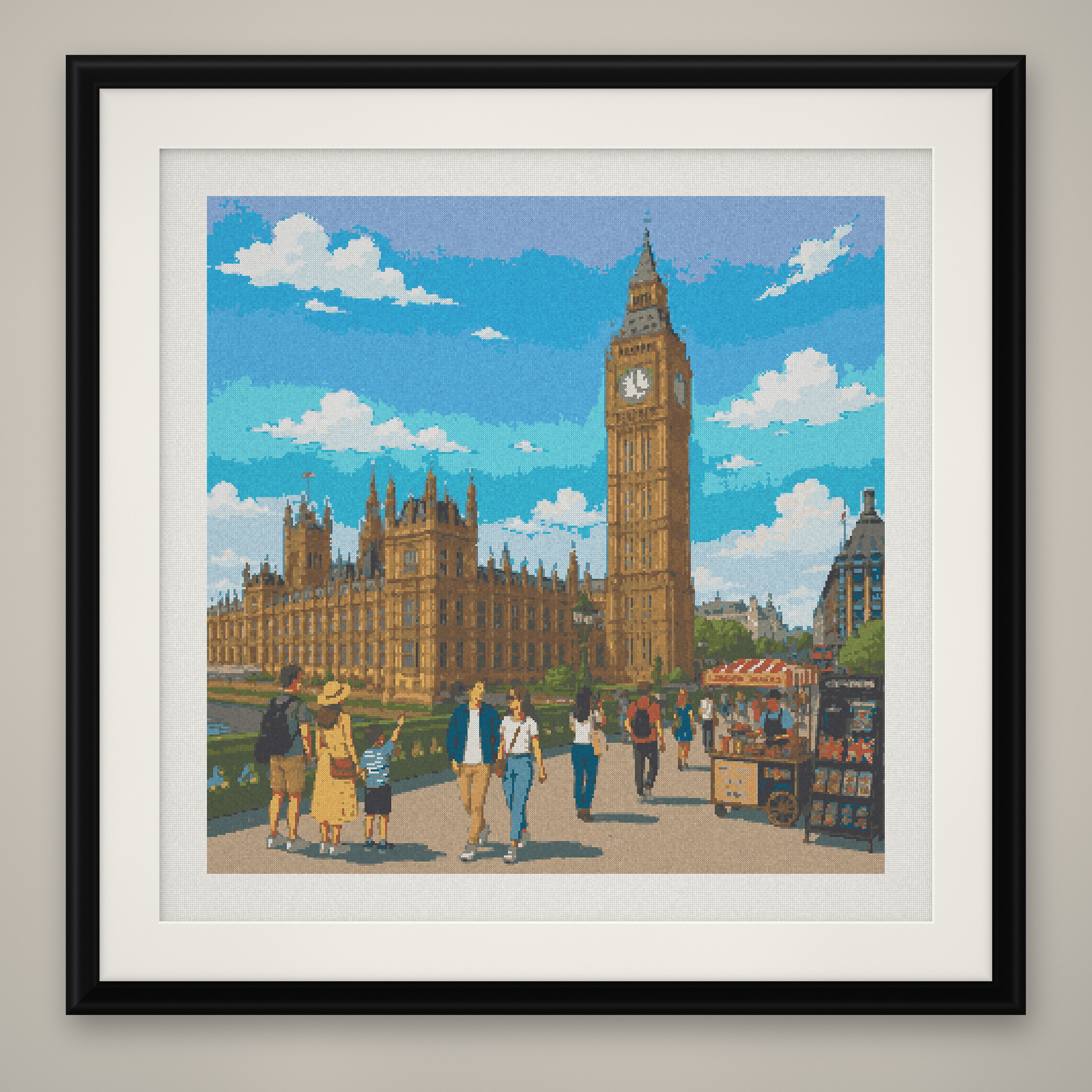 Westminster Cross Stitch Pattern, Big Ben London Parliament View PDF