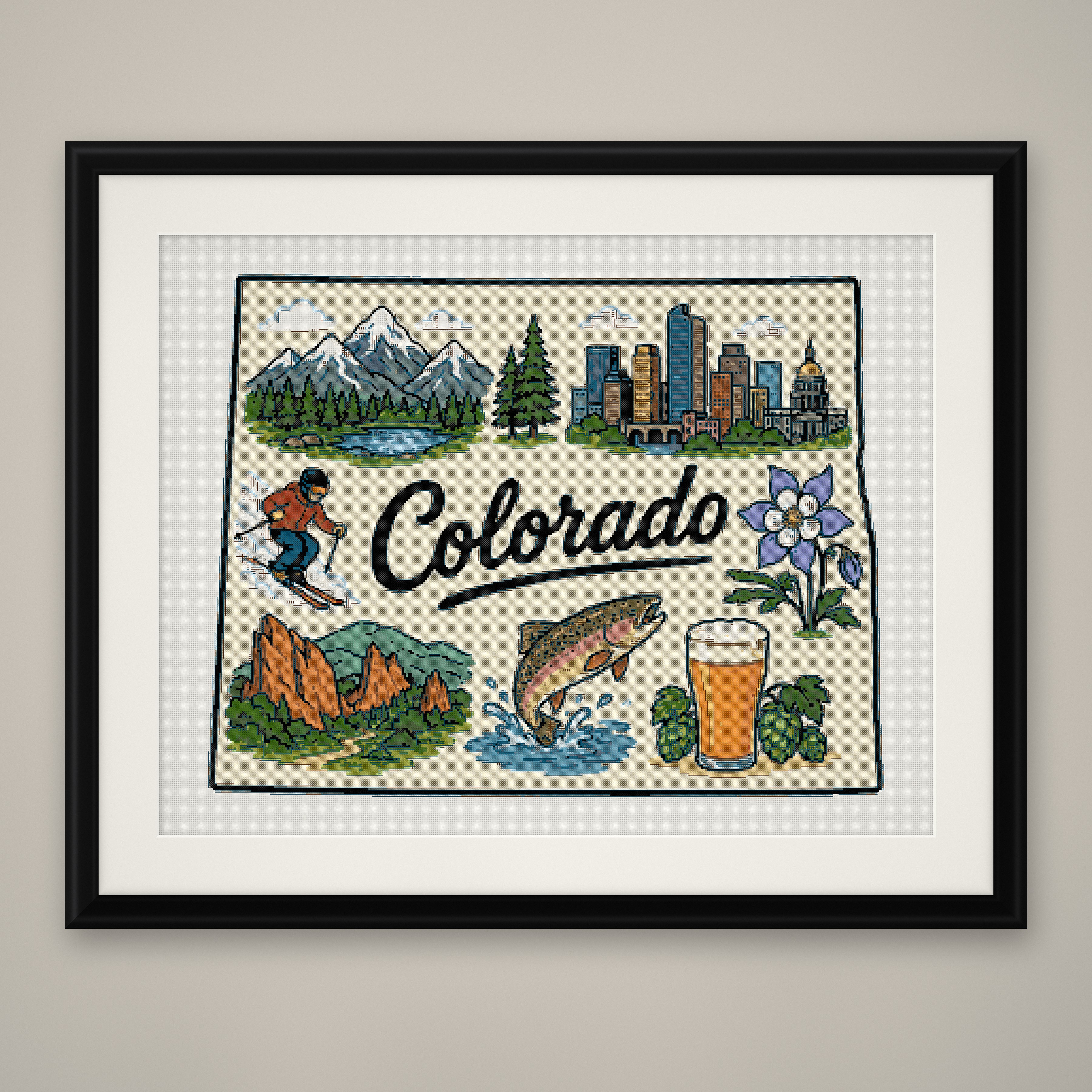 Colorado State Cross Stitch Pattern, State Shape Travel Souvenir PDF