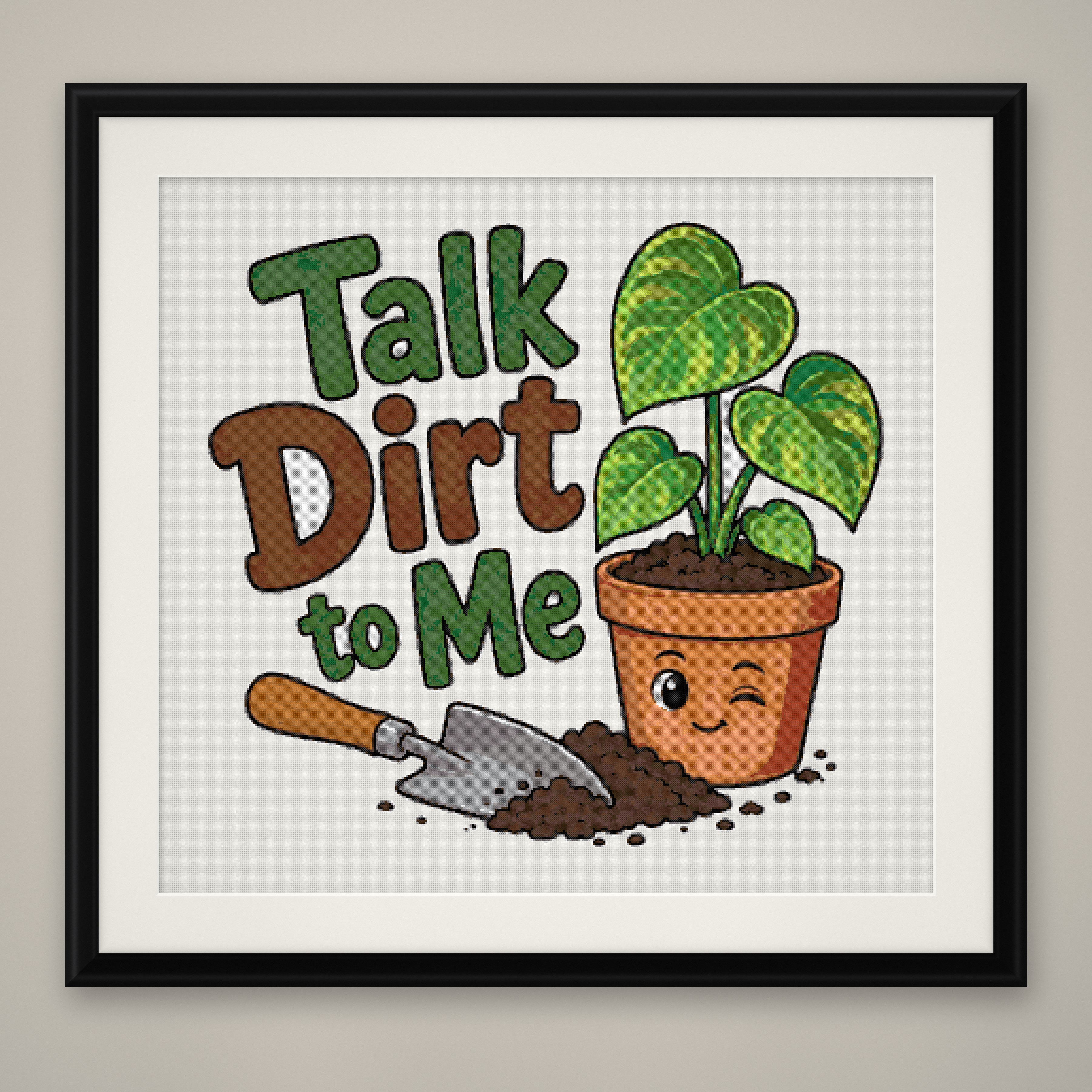 Talk Dirt to Me Cross Stitch Pattern, Funny Gardening Plant Pun PDF