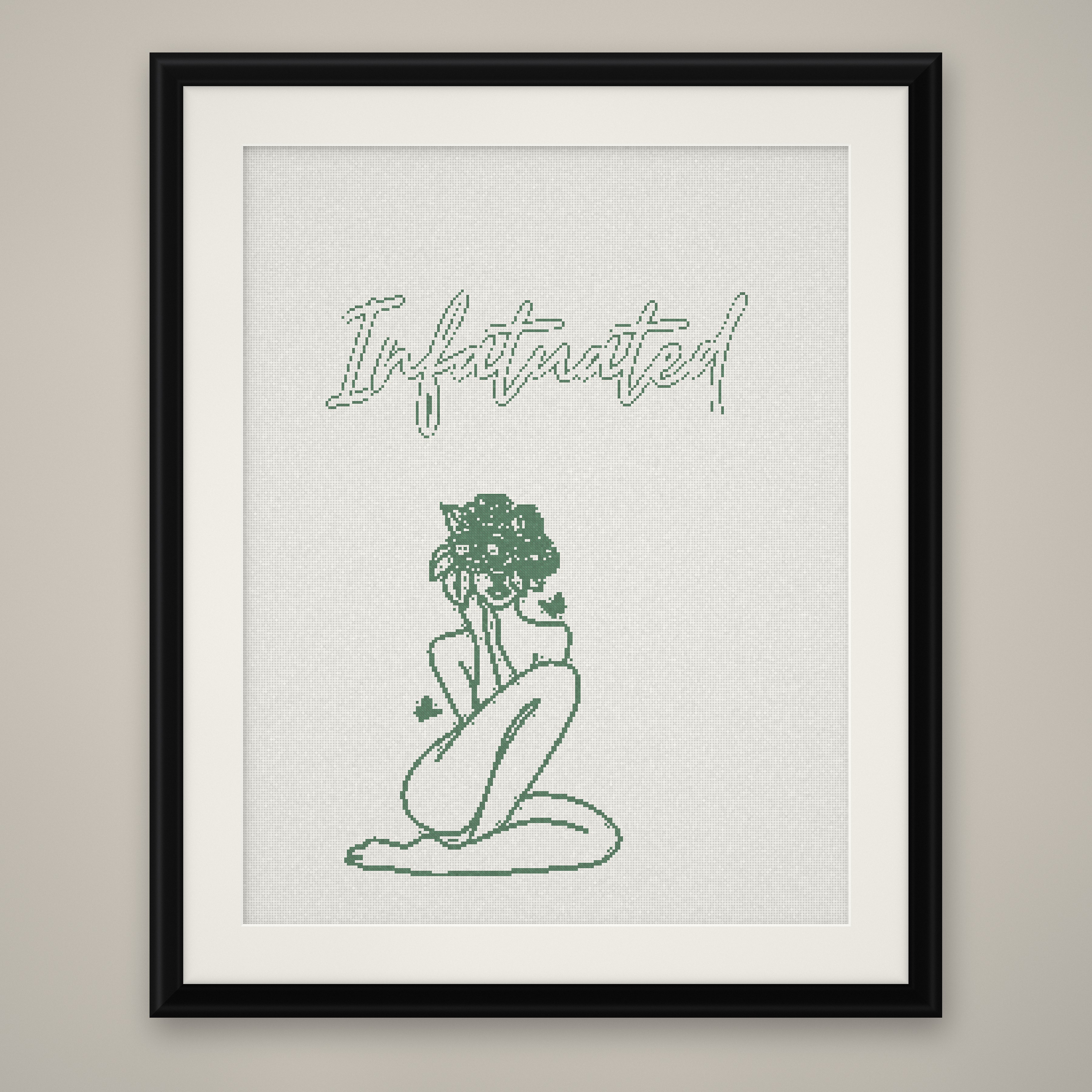 Infatuated Cross Stitch Pattern, Minimalist Floral Line Art Woman PDF