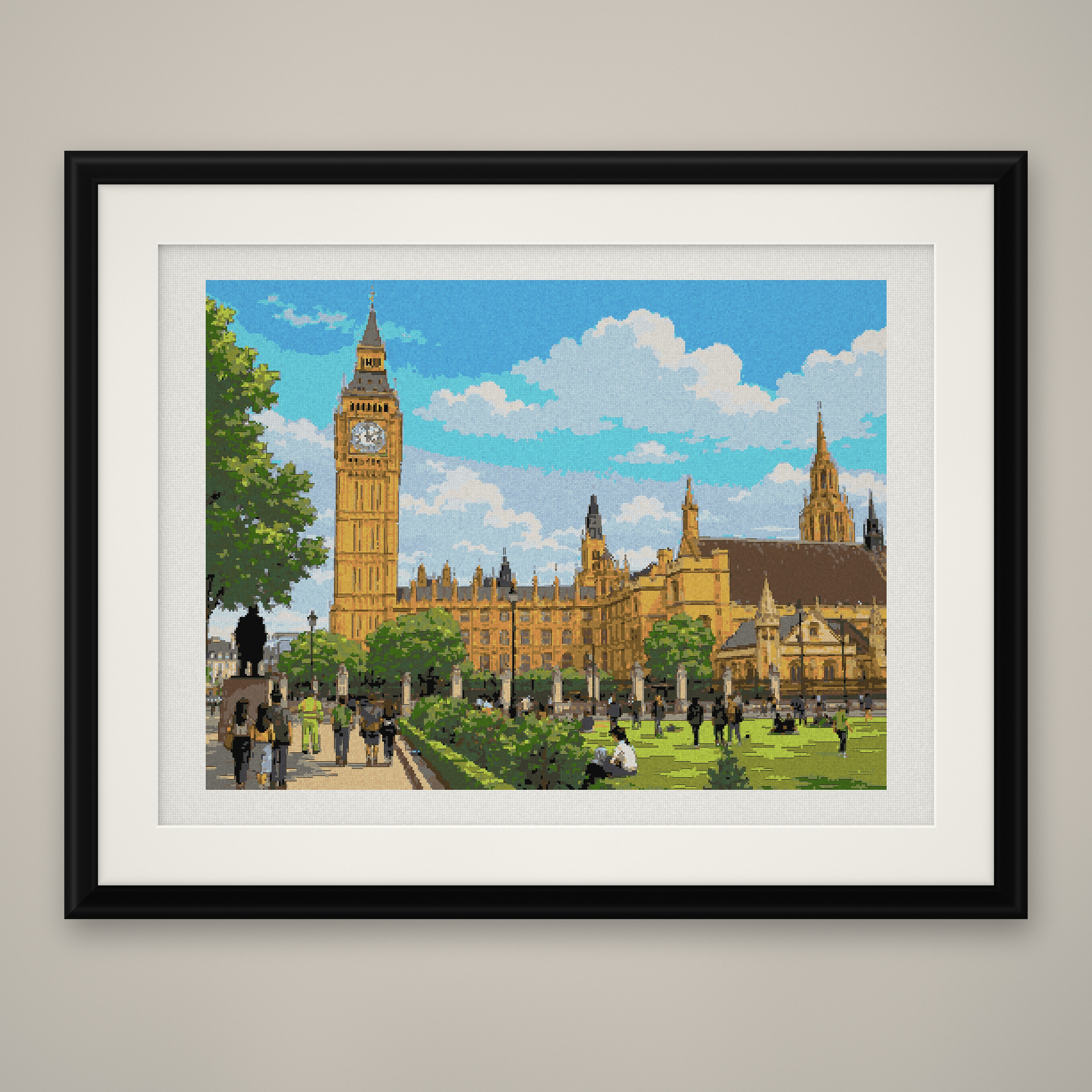 Big Ben Cross Stitch Pattern, London Parliament Skyline PDF
