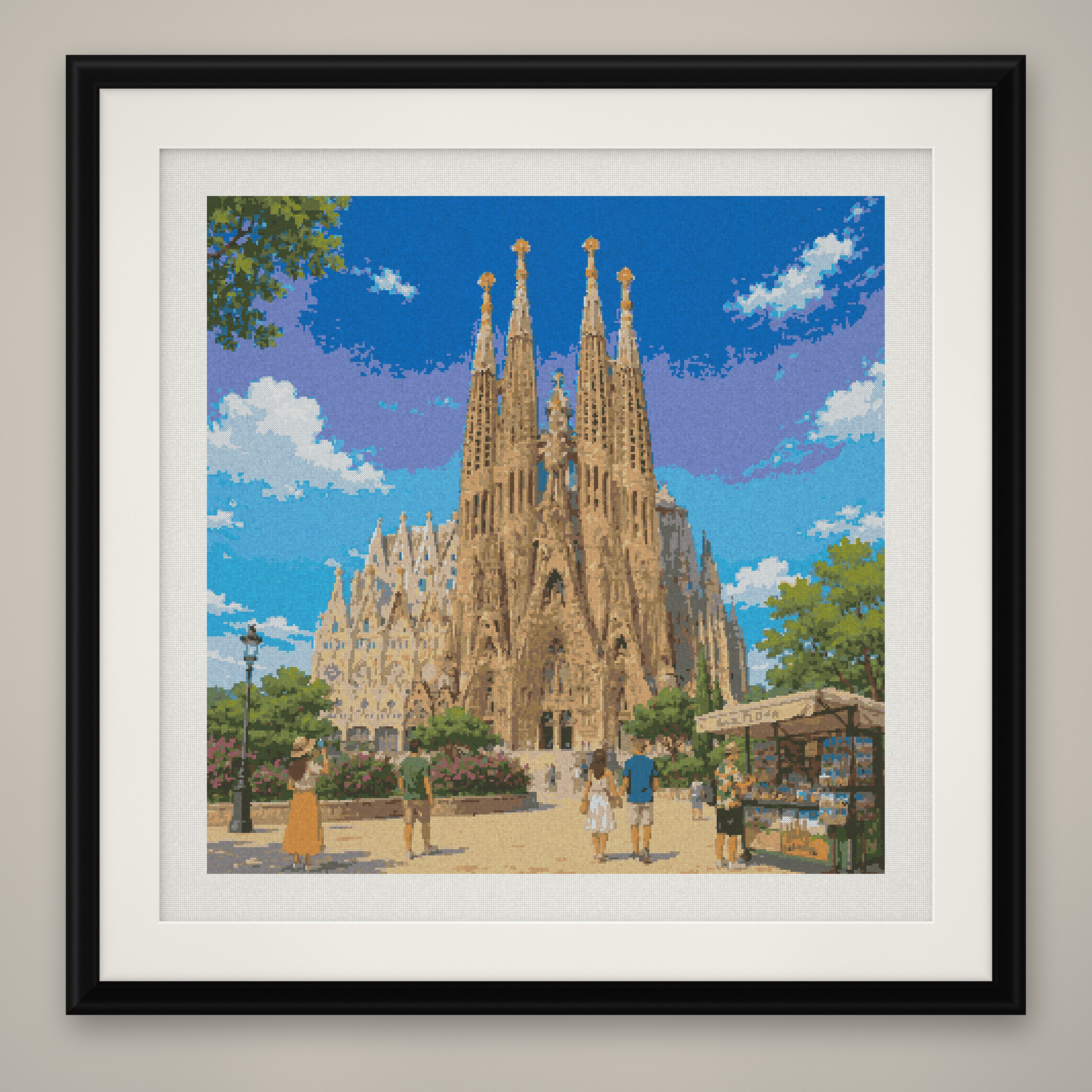Sagrada Familia Cross Stitch Pattern, Barcelona Spain Landmark PDF
